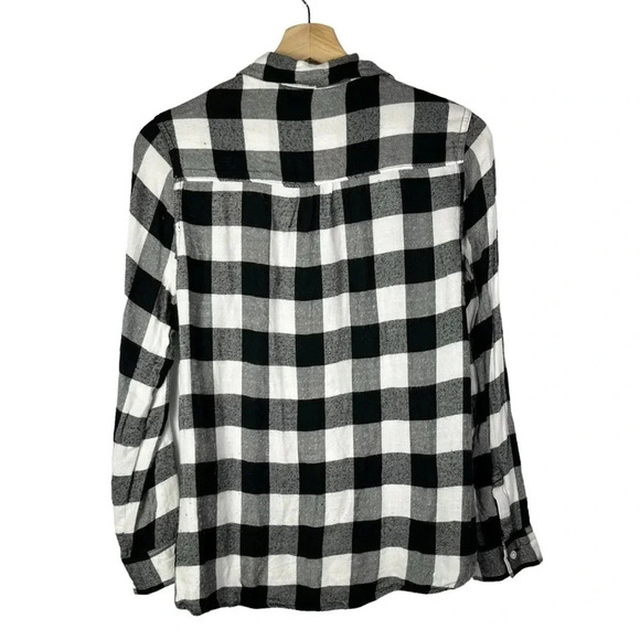 Bongo Black & White Square Plaid Long Sleeve Button Down S - Picture 2 of 4